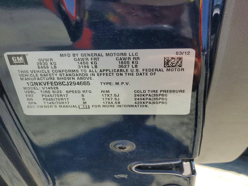 56091136 :رقم المزاد ، 1GNKVFED8CJ294665 vin ، 2012 Chevrolet Traverse مزاد بيع