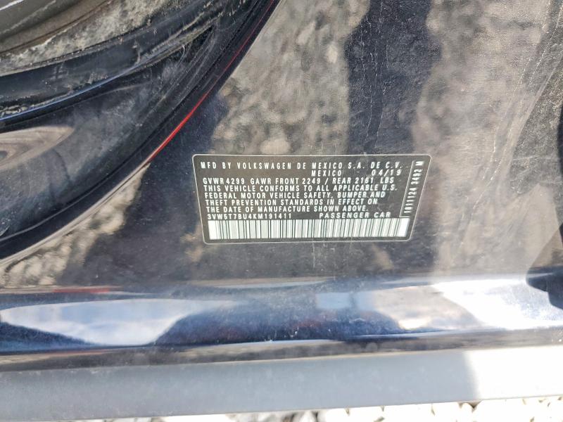 2019 Volkswagen Jetta მანქანა იყიდება აუქციონზე, vin: 3VW5T7BU4KM191411, აუქციონის ნომერი: 58962356