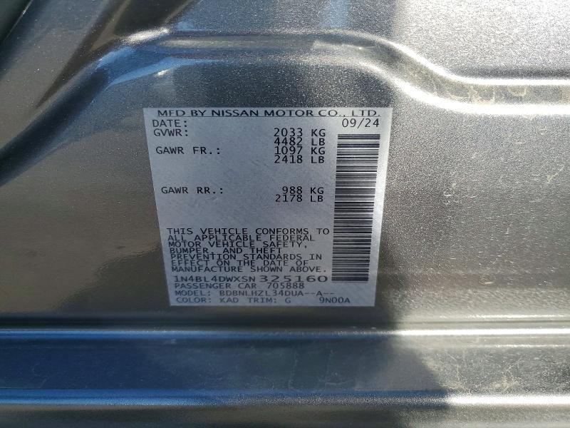 Aukcja sprzedaży 2025 Nissan Altima, vin: 1N4BL4DWXSN325160, numer aukcji: 55344296