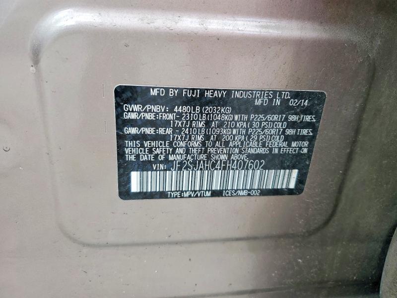 57820496 :رقم المزاد ، JF2SJAHC4FH407602 vin ، 2015 Subaru Forester مزاد بيع