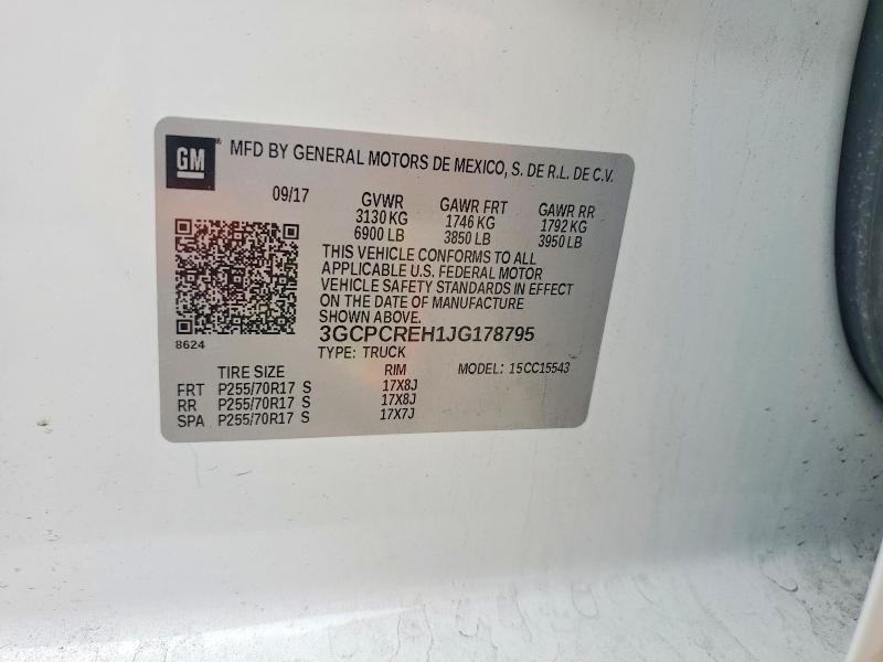 Продаж на аукціоні авто 2018 Chevrolet Silverado, vin: 3GCPCREH1JG178795, номер лоту: 57435366