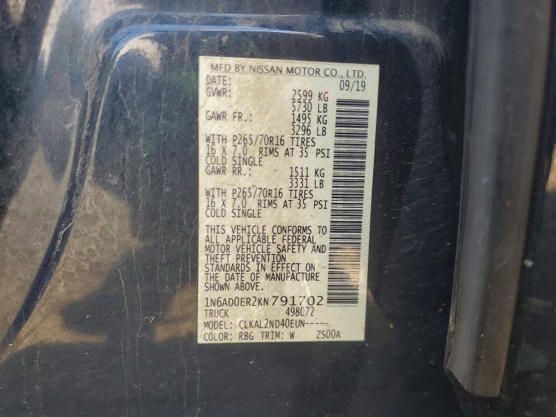 Aukcja sprzedaży 2019 Nissan Frontier, vin: 1N6AD0ER2KN791702, numer aukcji: 59158006