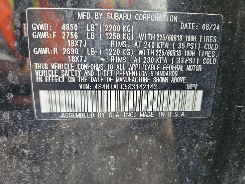 58242686 :رقم المزاد ، 4S4BTALC5S3142143 vin ، 2025 Subaru Outback مزاد بيع