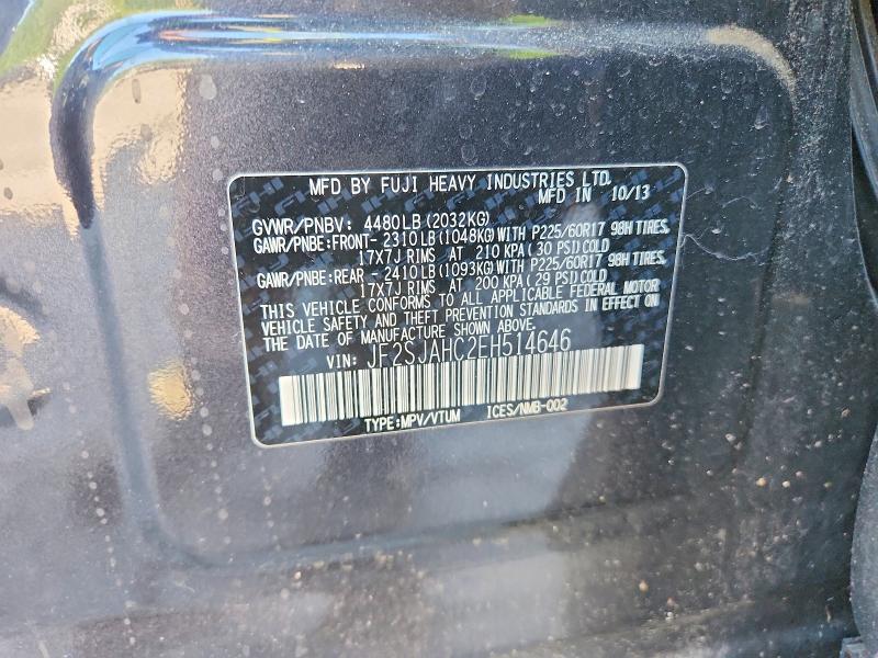 2014 Subaru Forester მანქანა იყიდება აუქციონზე, vin: JF2SJAHC2EH514646, აუქციონის ნომერი: 55920836