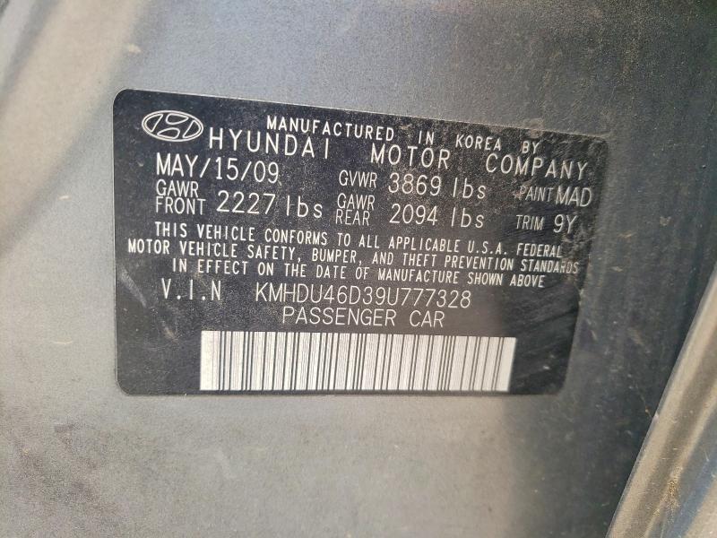Продажа на аукционе авто 2009 Hyundai Elantra, vin: KMHDU46D39U777328, номер лота: 55683176
