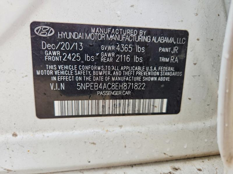 2014 Hyundai Sonata მანქანა იყიდება აუქციონზე, vin: 5NPEB4AC8EH871822, აუქციონის ნომერი: 56112036