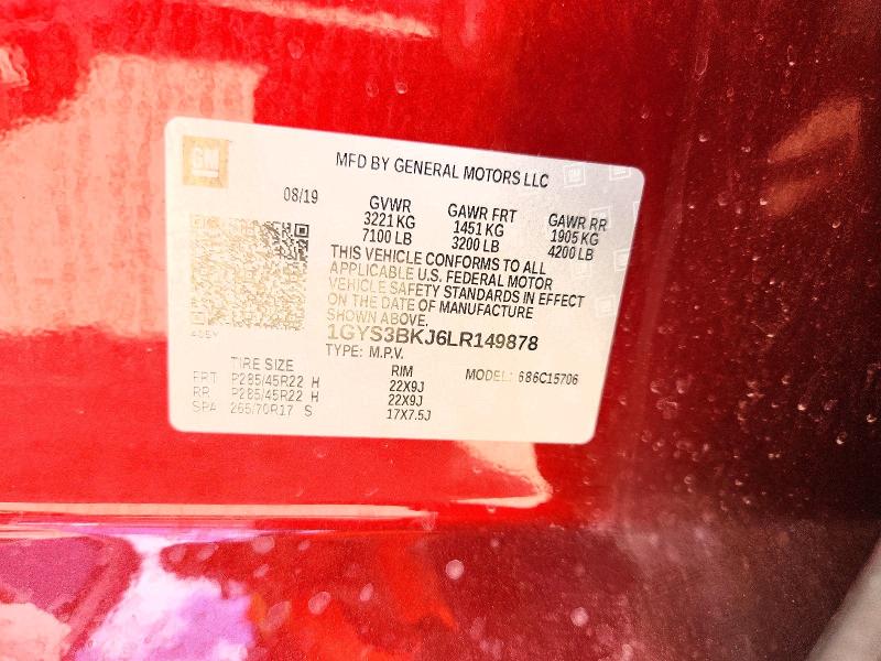 59109756 :رقم المزاد ، 1GYS3BKJ6LR149878 vin ، 2020 Cadillac Escalade مزاد بيع