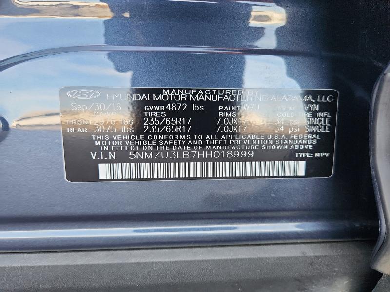 Продажа на аукционе авто 2017 Hyundai Santa Fe Sport, vin: 5NMZU3LB7HH018999, номер лота: 57845346