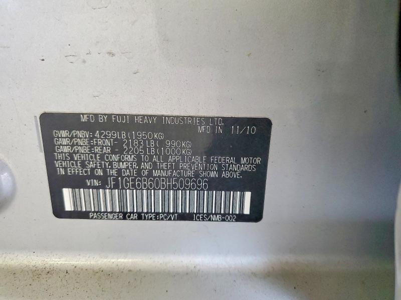 Aukcja sprzedaży 2011 Subaru Impreza, vin: JF1GE6B60BH509696, numer aukcji: 58131146