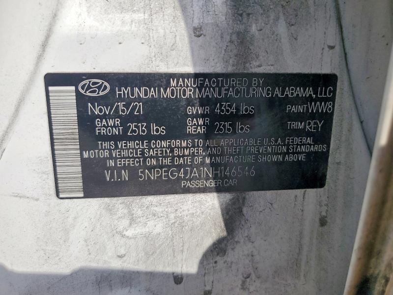Продаж на аукціоні авто 2022 Hyundai Sonata, vin: 5NPEG4JA1NH146546, номер лоту: 55517676