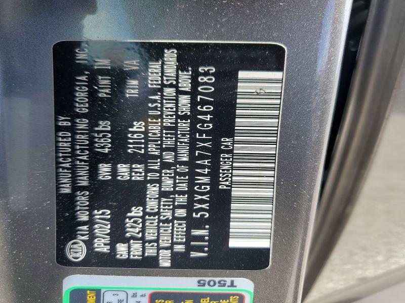 58081326 :رقم المزاد ، 5XXGM4A7XFG467083 vin ، 2015 Kia Optima مزاد بيع