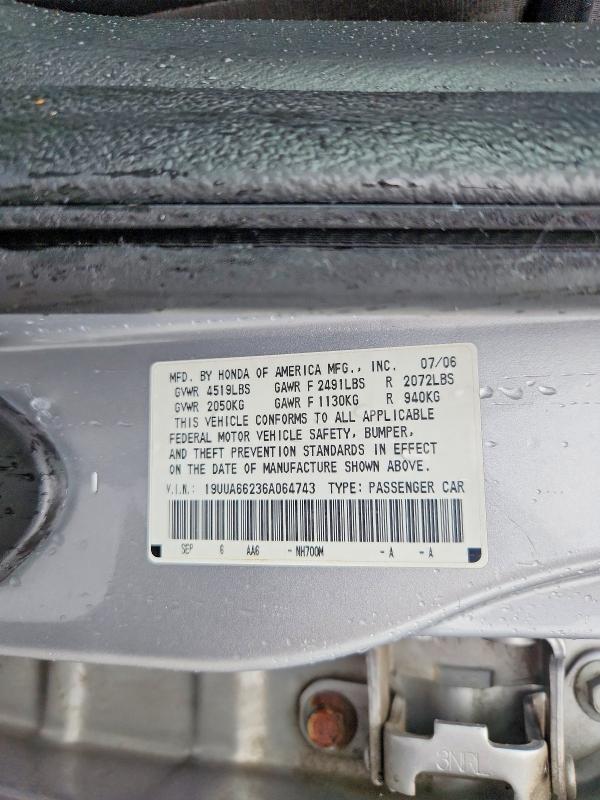 Продаж на аукціоні авто 2006 Acura 3.2tl, vin: 19UUA66236A064743, номер лоту: 58489796