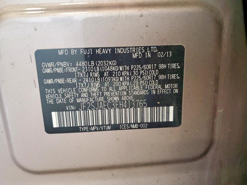 Aukcja sprzedaży 2014 Subaru Forester, vin: JF2SJAEC3EH413765, numer aukcji: 56114206