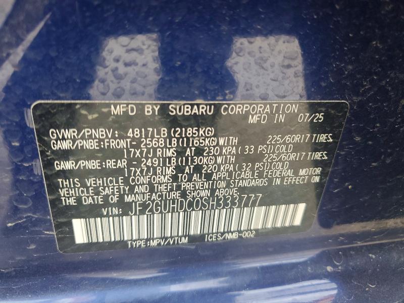 56048516 :رقم المزاد ، JF2GUHDC0SH333777 vin ، 2025 Subaru Crosstrek مزاد بيع