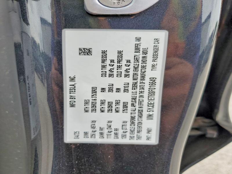 Aukcja sprzedaży 2025 Tesla Model 3, vin: 5YJ3E1ET6SF016649, numer aukcji: 57840966