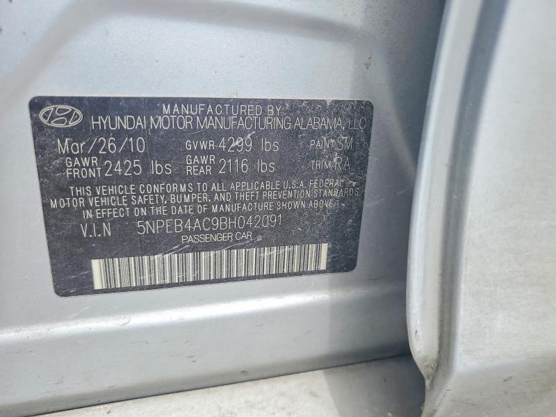 2011 Hyundai Sonata მანქანა იყიდება აუქციონზე, vin: 5NPEB4AC9BH042091, აუქციონის ნომერი: 56249416