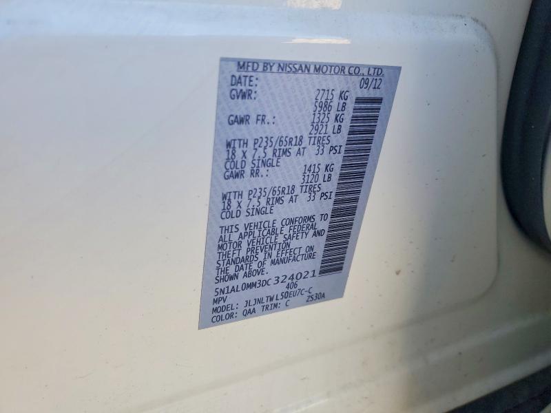 Продажа на аукционе авто 2013 Infiniti Jx35, vin: 5N1AL0MM3DC324021, номер лота: 55789806