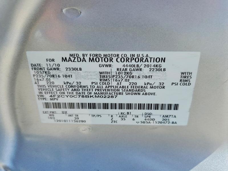 Продаж на аукціоні авто 2011 Mazda Tribute, vin: 4F2CY0C78BKM02287, номер лоту: 58031186