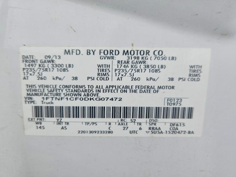 Aukcja sprzedaży 2013 Ford F150, vin: 1FTNF1CF0DKG07472, numer aukcji: 56463016