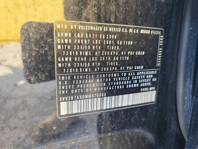 Auction sale of the 2021 Volkswagen Tiguan, vin: 3VV2B7AX0MM076586, lot number: 55579676