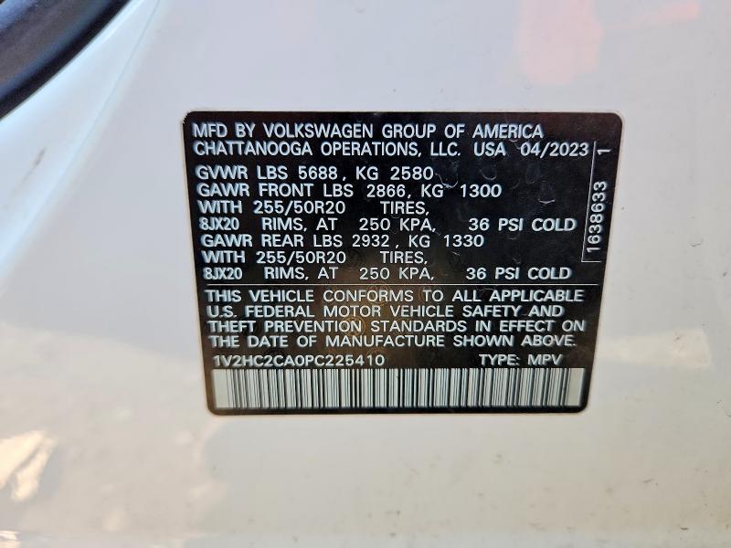 2023 Volkswagen Atlas Cross Sport მანქანა იყიდება აუქციონზე, vin: 1V2HC2CA0PC225410, აუქციონის ნომერი: 58045296