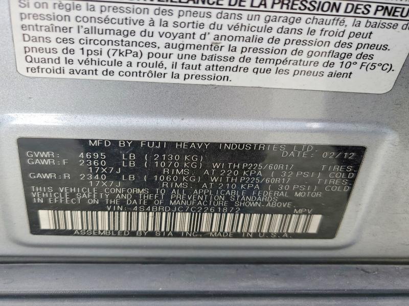 Aukcja sprzedaży 2012 Subaru Outback, vin: 4S4BRDJC7C2261872, numer aukcji: 56082396