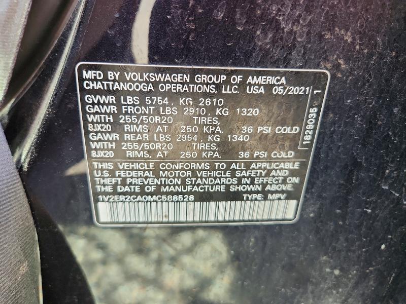 Продажа на аукционе авто 2021 Volkswagen Atlas, vin: 1V2ER2CA0MC588528, номер лота: 57724866