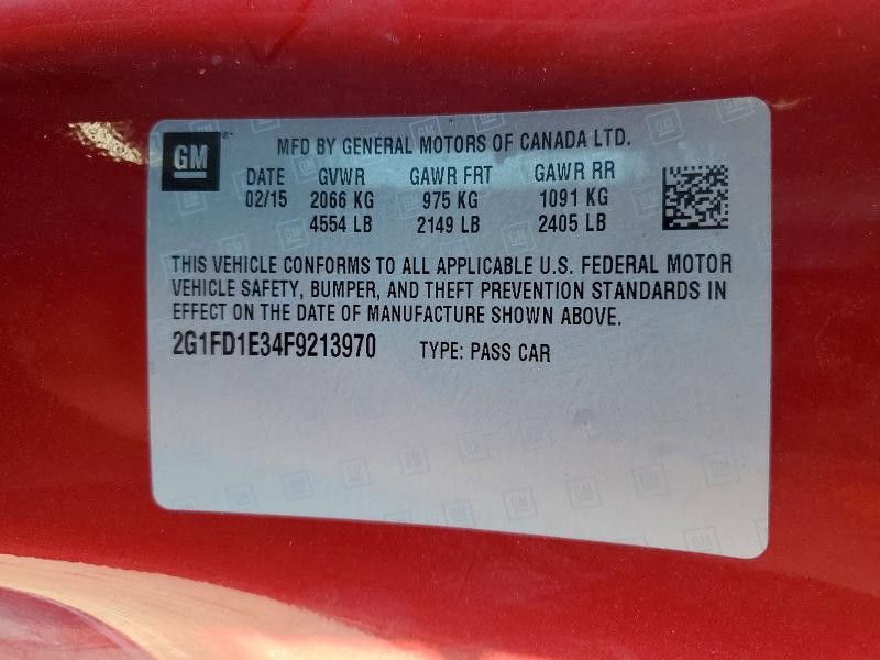2015 Chevrolet Camaro მანქანა იყიდება აუქციონზე, vin: 2G1FD1E34F9213970, აუქციონის ნომერი: 55135166