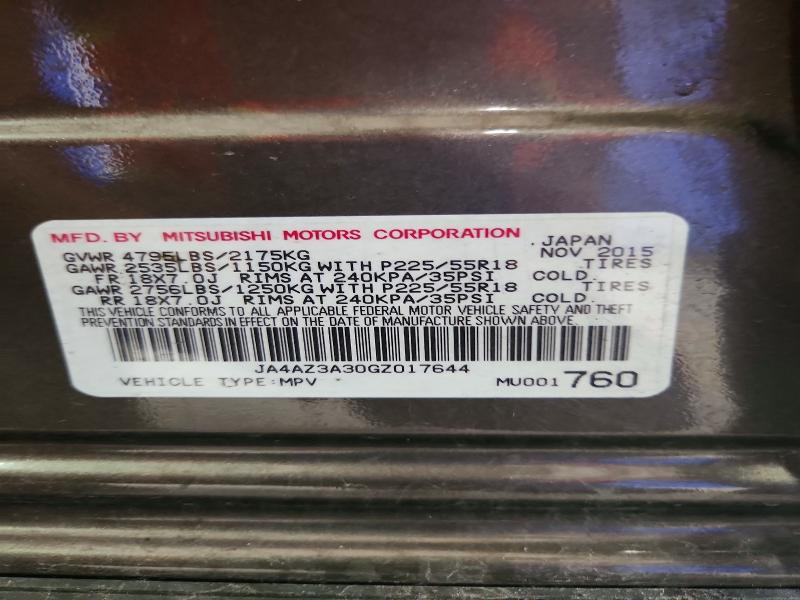 Aukcja sprzedaży 2016 Mitsubishi Outlander, vin: JA4AZ3A30GZ017644, numer aukcji: 57509296