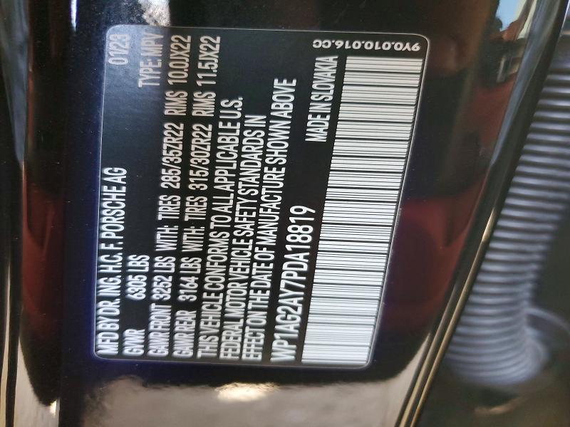 57717016 :رقم المزاد ، WP1AG2AY7PDA18819 vin ، 2023 Porsche Cayenne مزاد بيع
