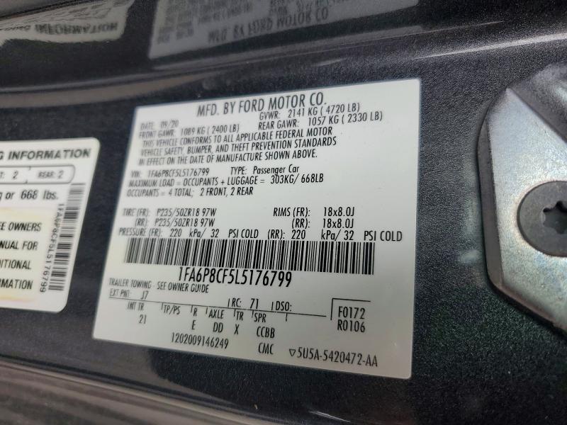 Продаж на аукціоні авто 2020 Ford Mustang, vin: 1FA6P8CF5L5176799, номер лоту: 59071246