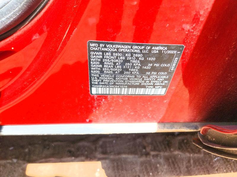 58205456 :رقم المزاد ، 1V2HR2CA3RC541076 vin ، 2024 Volkswagen Atlas مزاد بيع