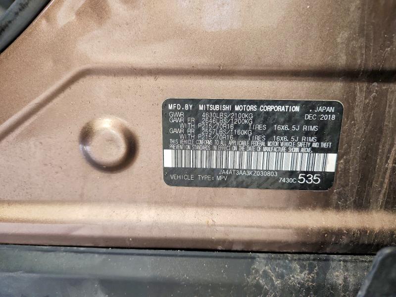 56683146 :رقم المزاد ، JA4AT3AA3KZ030803 vin ، 2019 Mitsubishi Eclipse Cross مزاد بيع