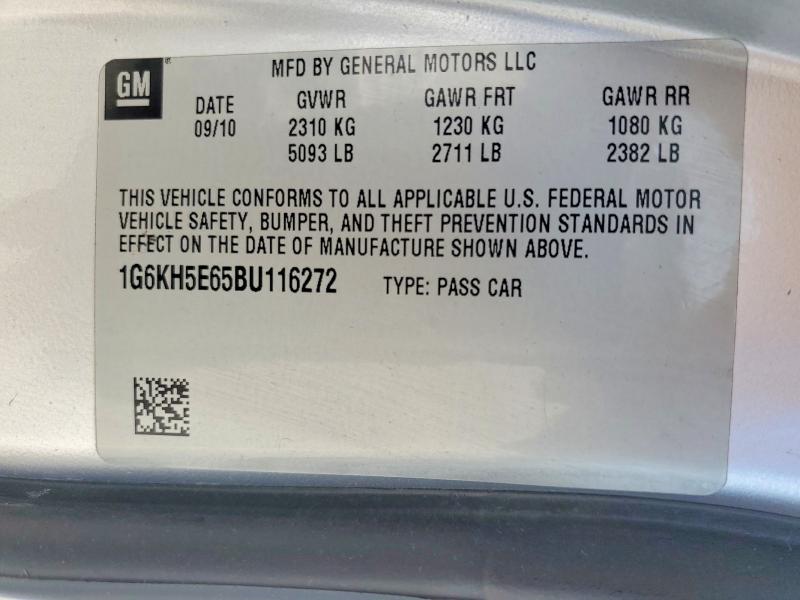 58649606 :رقم المزاد ، 1G6KH5E65BU116272 vin ، 2011 Cadillac Dts مزاد بيع