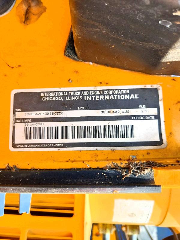 Продажа на аукционе авто 2003 International 3800, vin: 1HVBBAAN43H580226, номер лота: 56860376