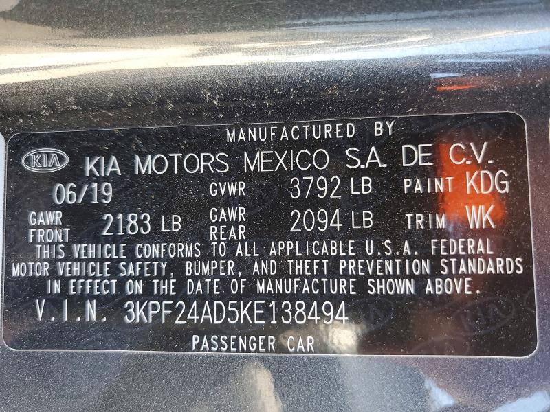 Auction sale of the 2019 Kia Forte, vin: 3KPF24AD5KE138494, lot number: 56853666