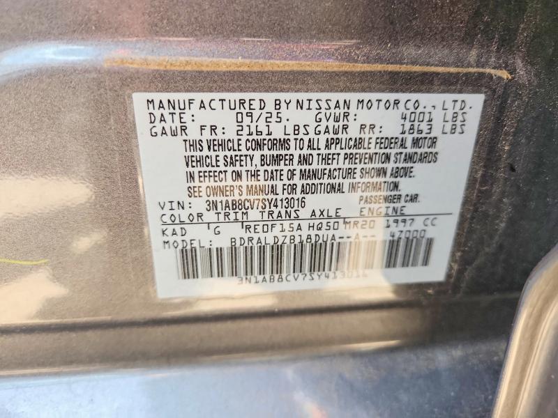 2025 Nissan Sentra მანქანა იყიდება აუქციონზე, vin: 3N1AB8CV7SY413016, აუქციონის ნომერი: 58834206