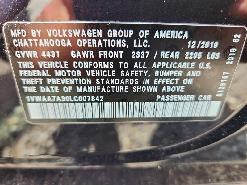 Aukcja sprzedaży 2020 Volkswagen Passat, vin: 1VWAA7A30LC007842, numer aukcji: 55619196