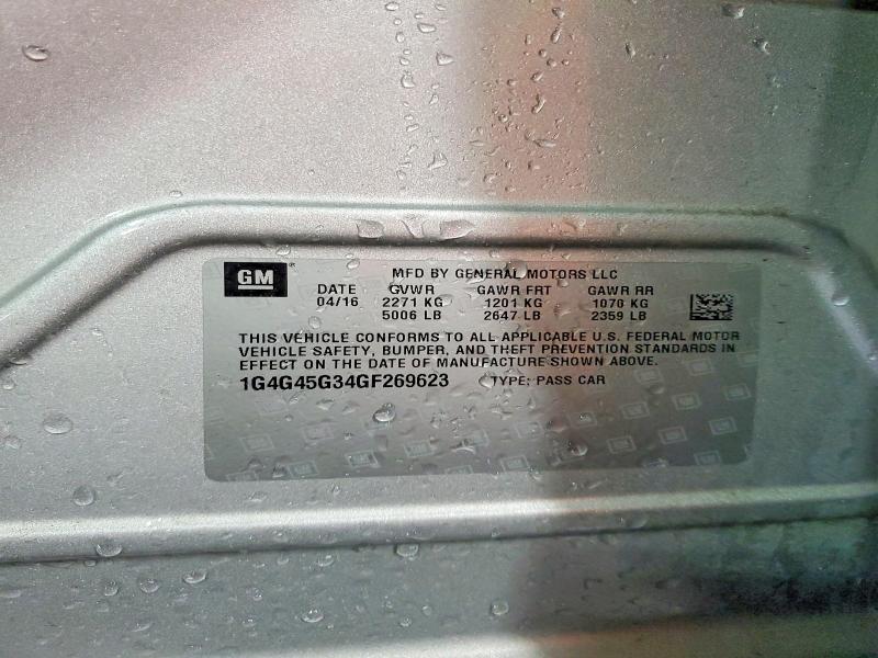 2016 Buick Lacrosse მანქანა იყიდება აუქციონზე, vin: 1G4G45G34GF269623, აუქციონის ნომერი: 55743706