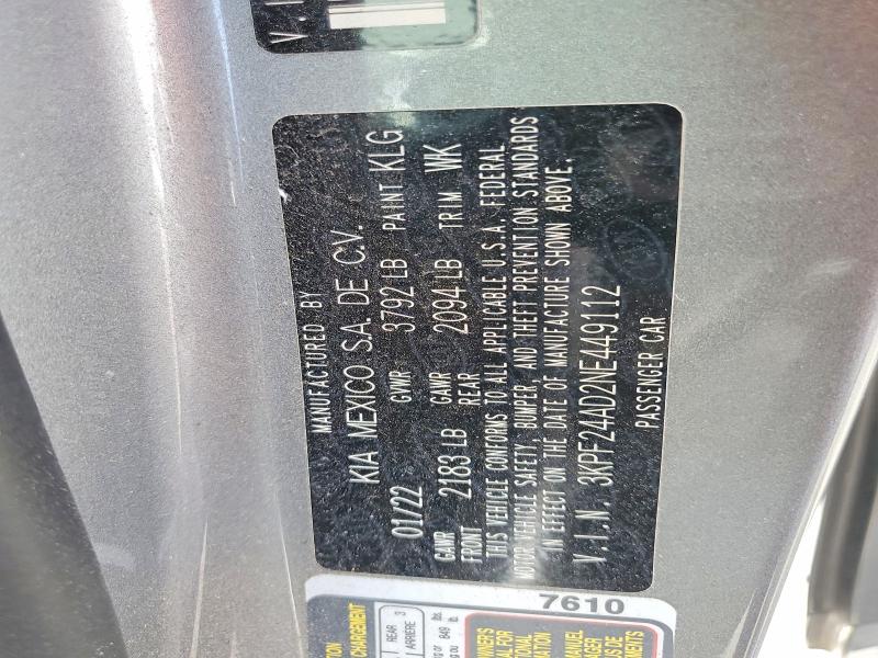 Aukcja sprzedaży 2022 Kia Forte, vin: 3KPF24AD2NE449112, numer aukcji: 59302866