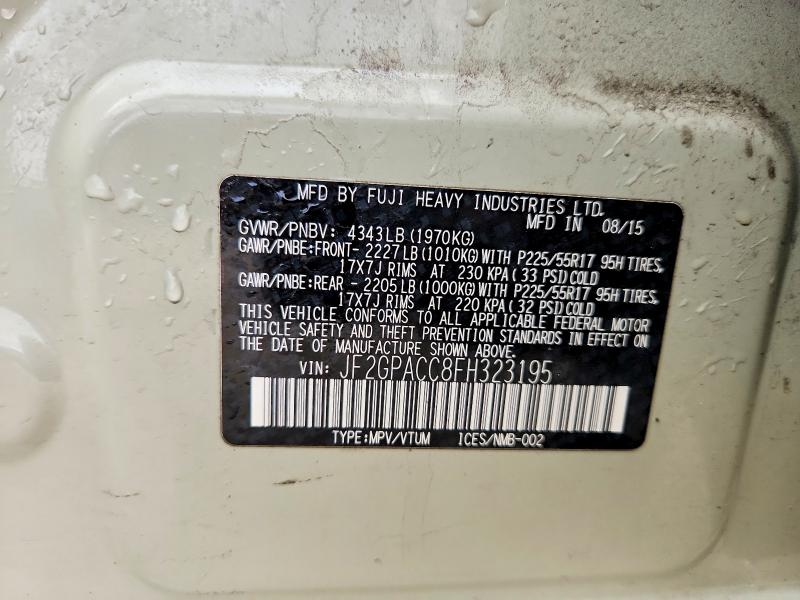 Продажа на аукционе авто 2015 Subaru Xv Crosstrek, vin: JF2GPACC8FH323195, номер лота: 57776846