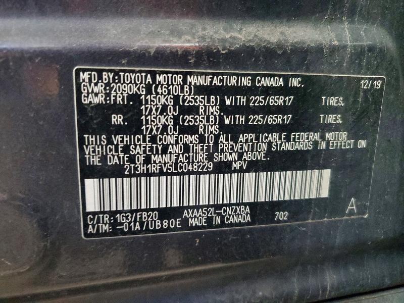 Продажа на аукционе авто 2020 Toyota Rav4, vin: 2T3H1RFV5LC048229, номер лота: 56831626