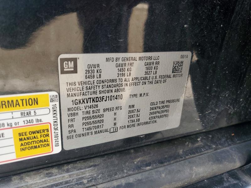 54116346 :رقم المزاد ، 1GKKVTKD3FJ101410 vin ، 2015 Gmc Acadia مزاد بيع