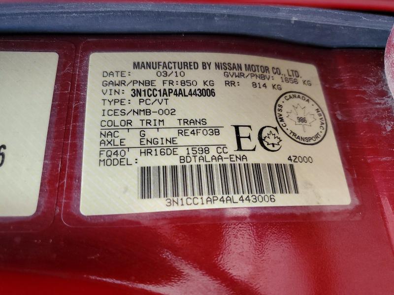 Aukcja sprzedaży 2010 Nissan Versa, vin: 3N1CC1AP4AL443006, numer aukcji: 57393706