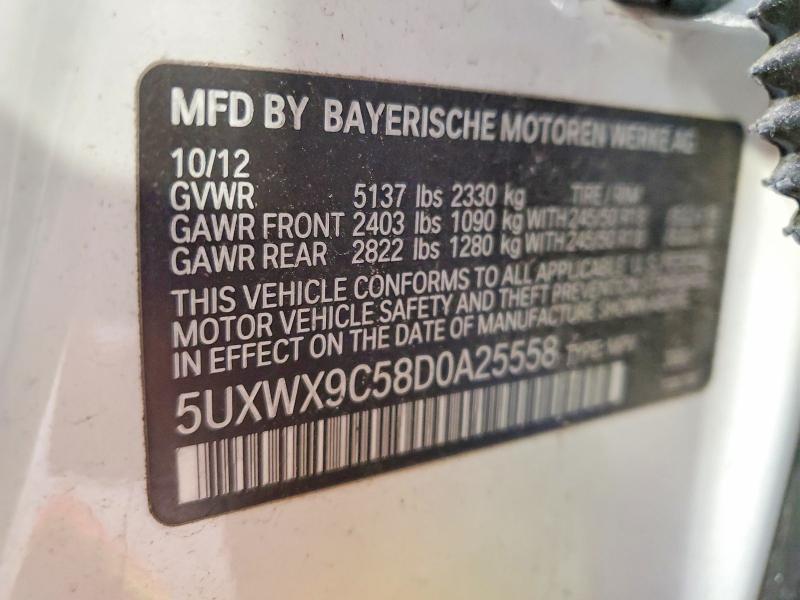 2013 Bmw X3 მანქანა იყიდება აუქციონზე, vin: 5UXWX9C58D0A25558, აუქციონის ნომერი: 55417346