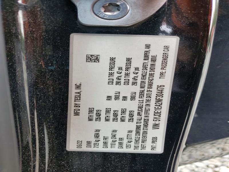 2022 Tesla Model 3 მანქანა იყიდება აუქციონზე, vin: 5YJ3E1EA2NF304476, აუქციონის ნომერი: 56161536