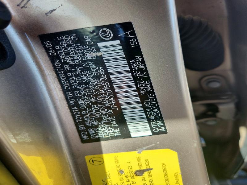 Aukcja sprzedaży 2005 Lexus Es, vin: JTHBA30G755136459, numer aukcji: 55034856