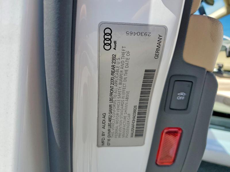 Продажа на аукционе авто 2017 Audi A4, vin: WAUGNAF43HA038826, номер лота: 55836496