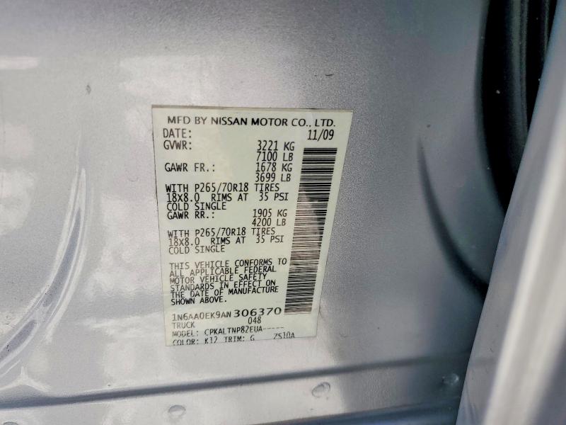55740426 :رقم المزاد ، 1N6AA0EK9AN306370 vin ، 2010 Nissan Titan مزاد بيع