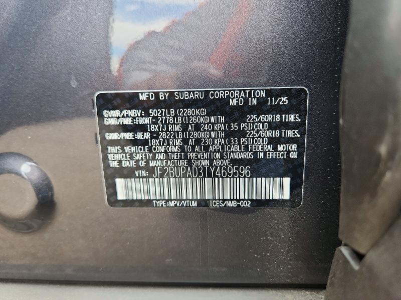 Aukcja sprzedaży 2026 Subaru Outback, vin: JF2BUPAD3TY469596, numer aukcji: 56675076